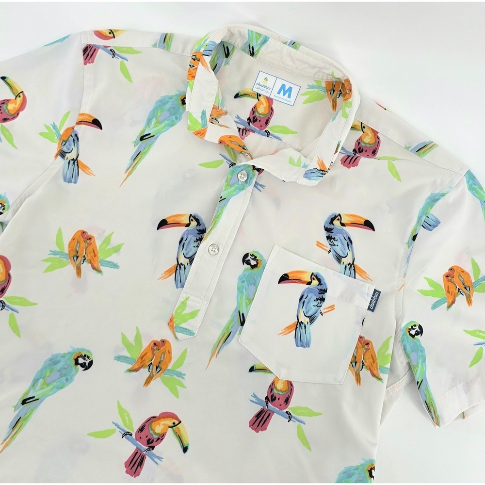 Chubbies The Dude Where's Macaw Shirt Tropical Bird Print Size M Mens Resortwear